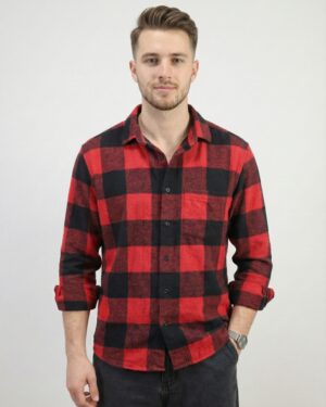 Mystery View Red & Black Checked Brushed Cotton Shirt